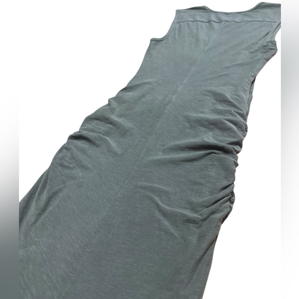 JAMES PERSE Wide Strap Ruched Dress Khaki Green-Grey  Women’s Size 1 Scoop Neck - Picture 11 of 16